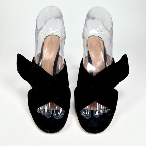 Gianvito Rossi Milano Black Suede Ribbon Slip On Heels - Picture 8 of 14